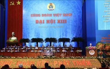 Tổng Bí thư Nguyễn Phú Trọng đến dự và phát biểu chỉ đạo Đại hội XIII Công đoàn Việt Nam.